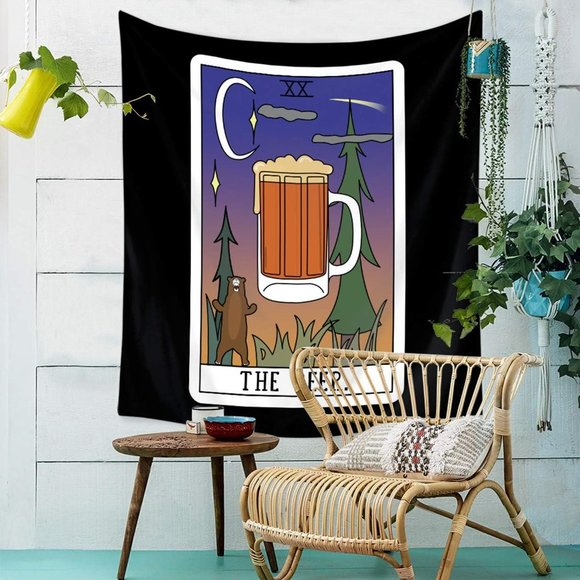 The BEER Tarot Card Wall Decor Tapestry Witty Fun Dorm Wall Decor NEW - Picture 3 of 8